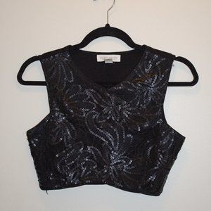 Forever 21 Embroidered Black Crop Tank Top